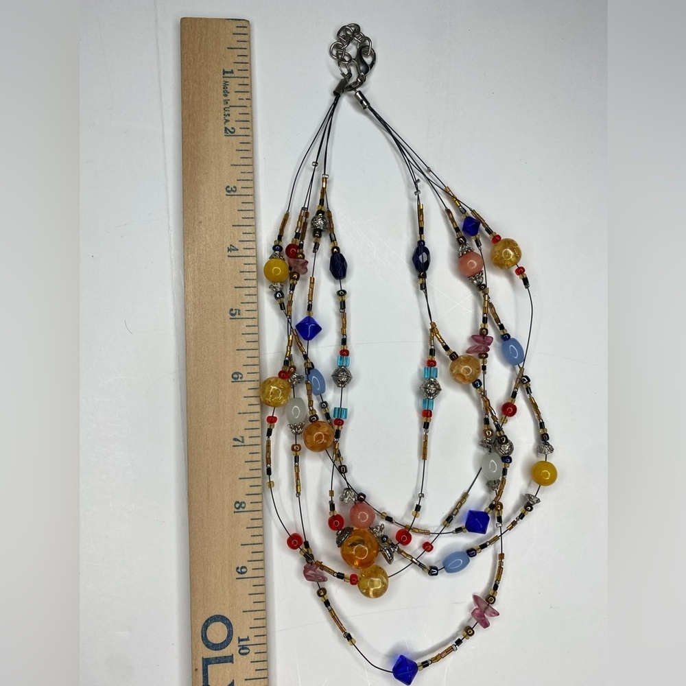 Chico’s Multi Strand Glass Bead Necklace - Picture 3 of 5